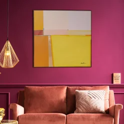 KARE Design Taulut*Abstract Shapes Kehystetty Taulu, Keltainen 113x113cm