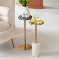 KARE Design Sohvapöydät*Agate Base Sivupöytä, Luonnonkivi, Metalli Ø25cm