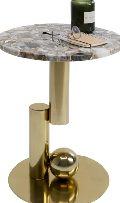 KARE Design Sohvapöydät*Agate Cut Sivupöytä, Metalli, Luonnonkivi Ø46cm