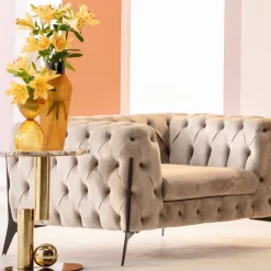 KARE Design Sohvapöydät*Agate Cut Sivupöytä, Metalli, Luonnonkivi Ø46cm