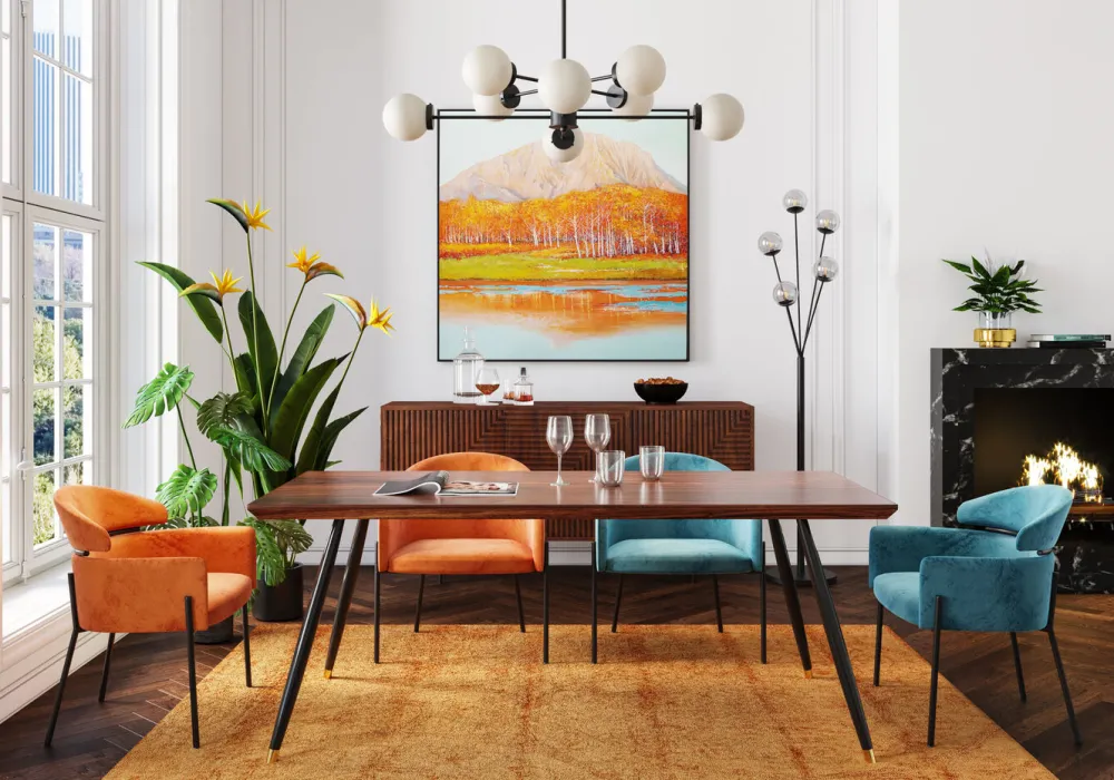 KARE Design Tuolit*Alexia Tuoli Käsinojilla, Samettia, Oranssi