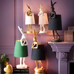 KARE Design Pöytävalaisimet*Animal Rabbit Pupu Pöytävalaisin, Pupulamppu, Kulta/musta 68cm