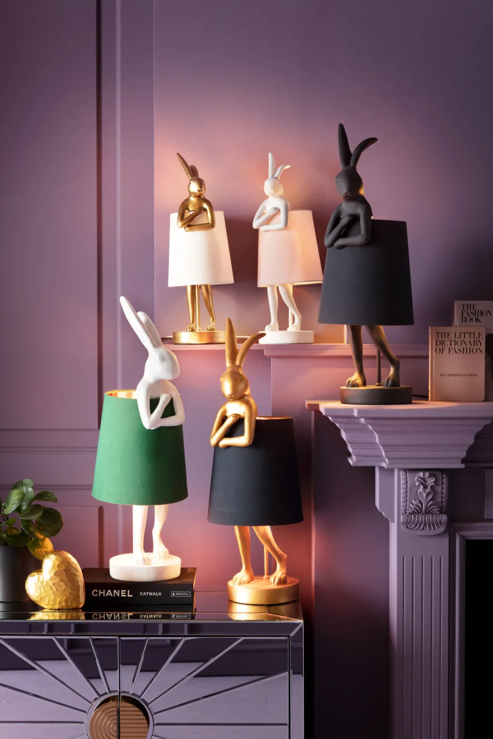 KARE Design Pöytävalaisimet*Animal Rabbit Pupu Pöytävalaisin, Pupulamppu, Kulta/musta 68cm