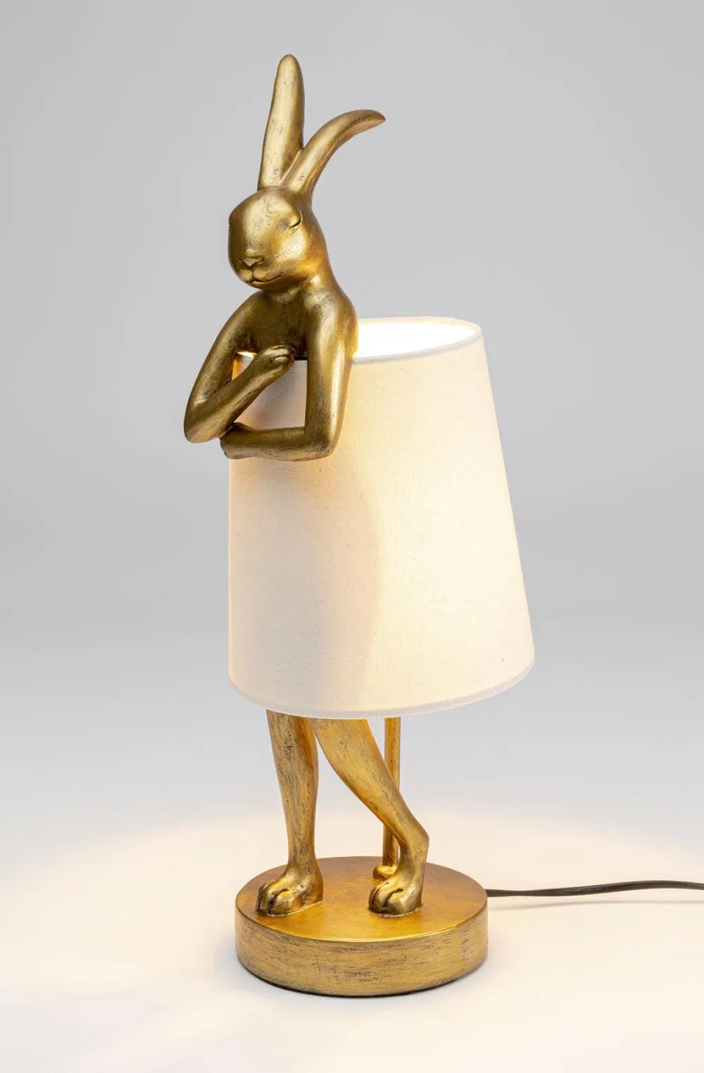 KARE Design Pöytävalaisimet*Animal Rabbit Pupu Pöytävalaisin, Pupulamppu, Kulta/valkoinen 50cm