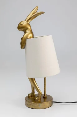 KARE Design Pöytävalaisimet*Animal Rabbit Pupu Pöytävalaisin, Pupulamppu, Kulta/valkoinen 50cm