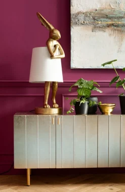 KARE Design Pöytävalaisimet*Animal Rabbit Pöytävalaisin, Pupu-lamppu Kulta/valkoinen 88cm