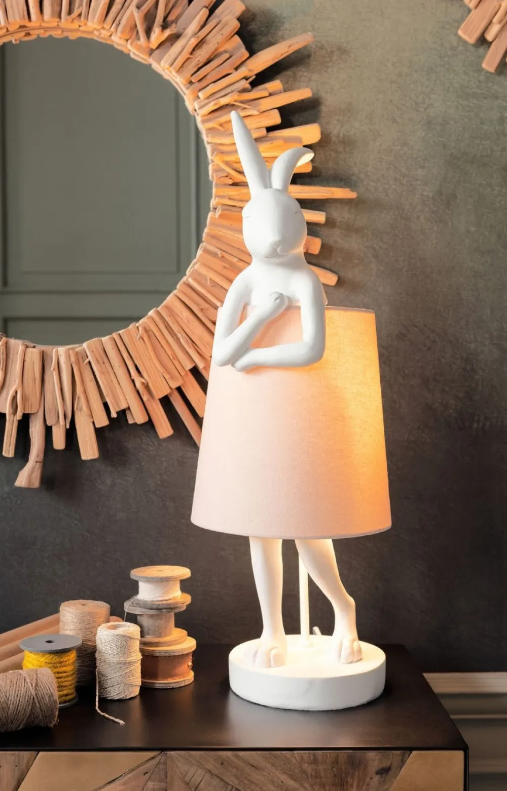 KARE Design Pöytävalaisimet*Animal Rabbit Pöytävalaisin, Pupu-lamppu - Vaaleanpun./valkoinen 68cm