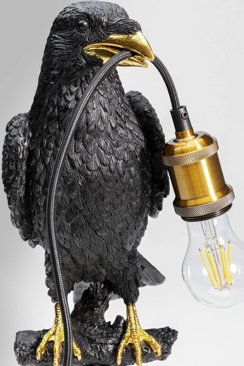 KARE Design Pöytävalaisimet*Animal Sitting Crow Varis Pöytävalaisin, Matta Musta 61cm