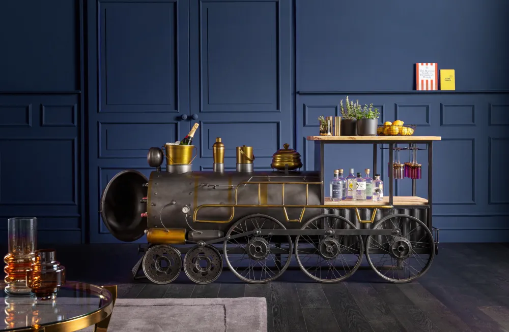 KARE Design Baarit*Bar Steamlock Baari Veturi, Teräs, Mangopuu 225cm