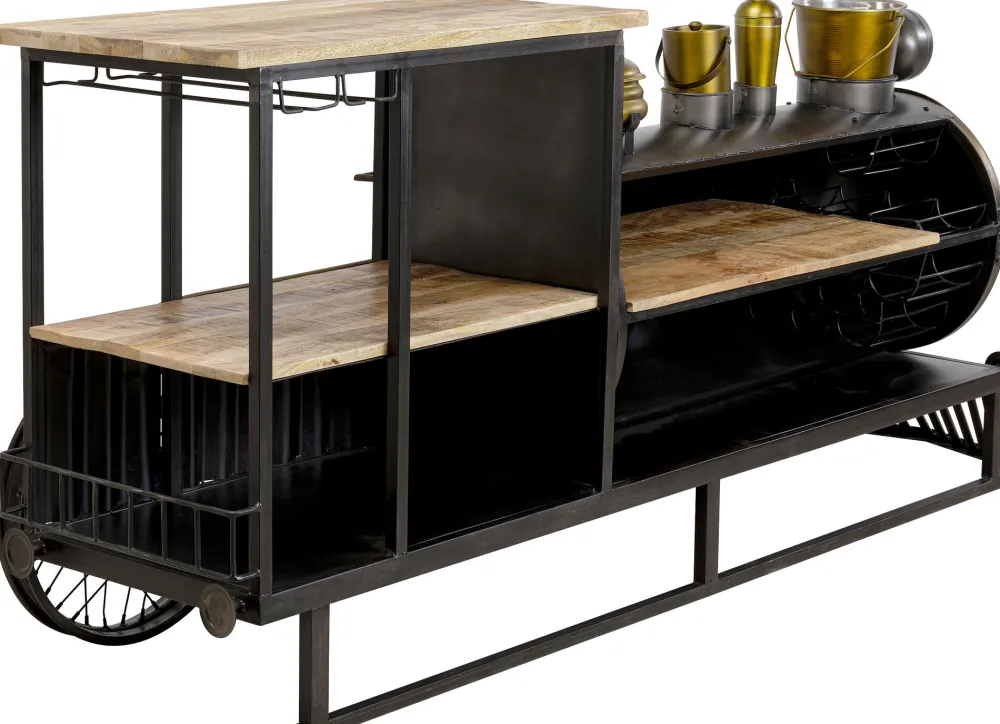 KARE Design Baarit*Bar Steamlock Baari Veturi, Teräs, Mangopuu 225cm