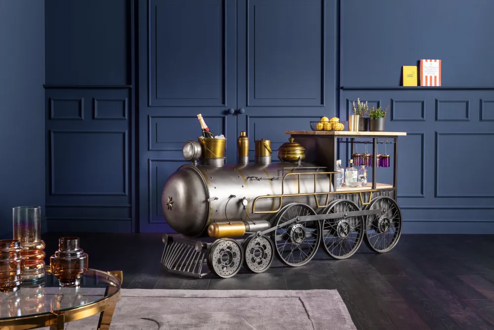 KARE Design Baarit*Bar Steamlock Baari Veturi, Teräs, Mangopuu 225cm