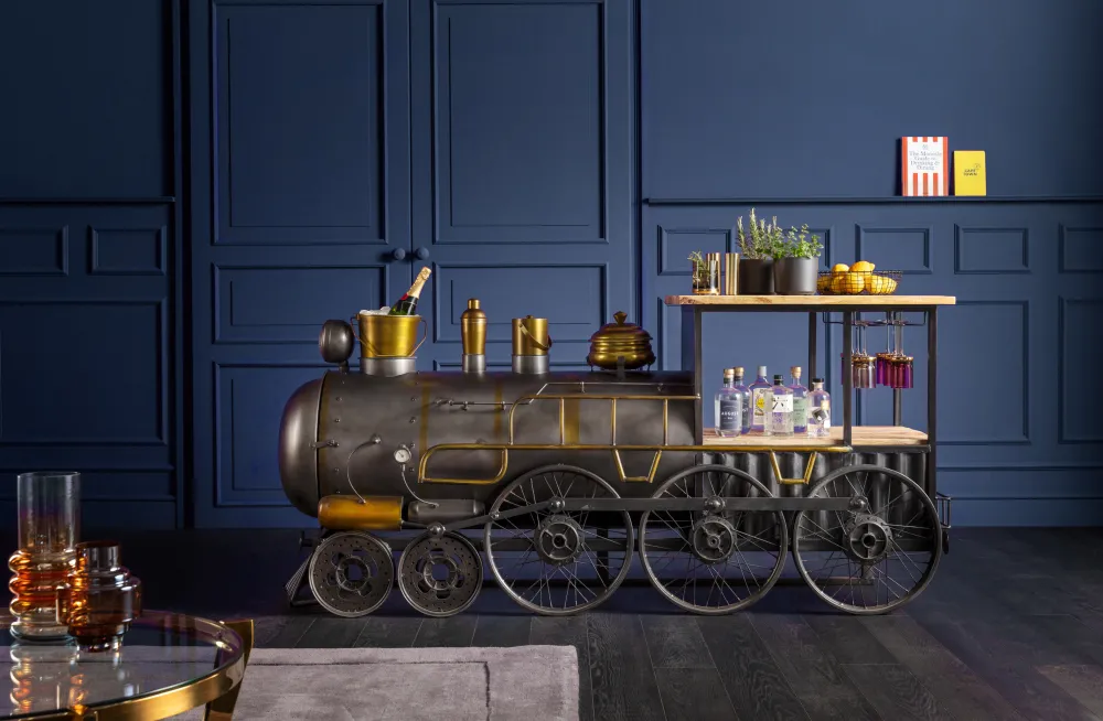 KARE Design Baarit*Bar Steamlock Baari Veturi, Teräs, Mangopuu 225cm