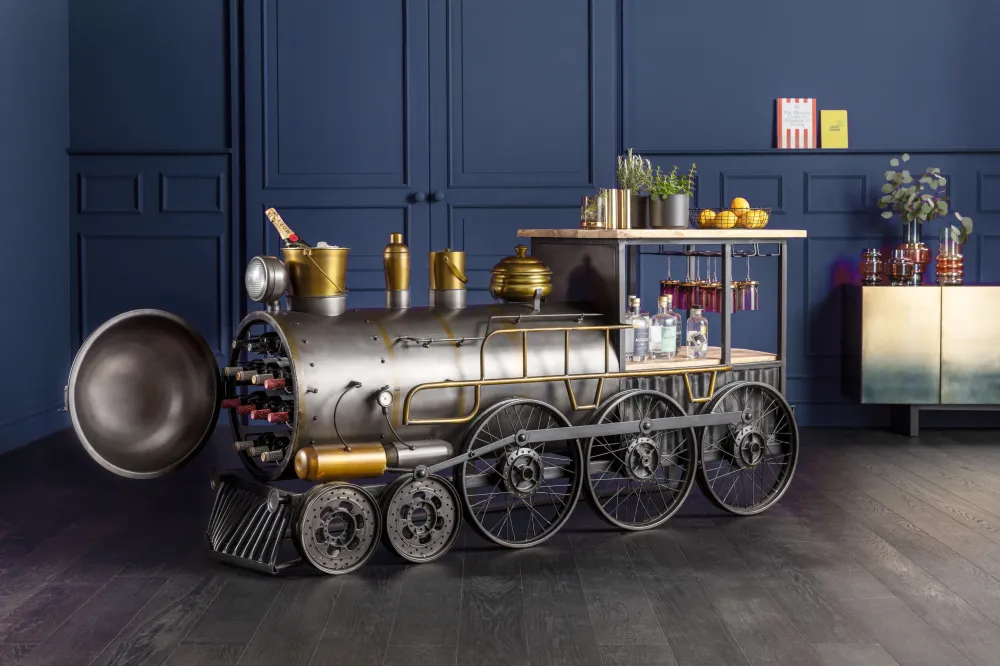 KARE Design Baarit*Bar Steamlock Baari Veturi, Teräs, Mangopuu 225cm