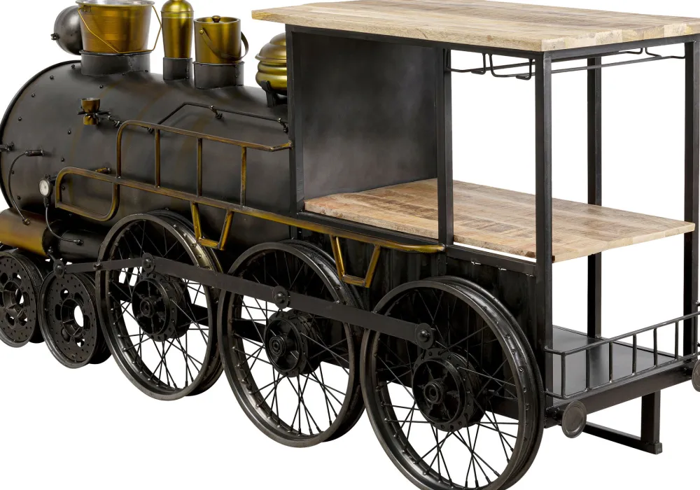 KARE Design Baarit*Bar Steamlock Baari Veturi, Teräs, Mangopuu 225cm