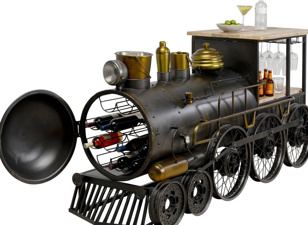 KARE Design Baarit*Bar Steamlock Baari Veturi, Teräs, Mangopuu 225cm