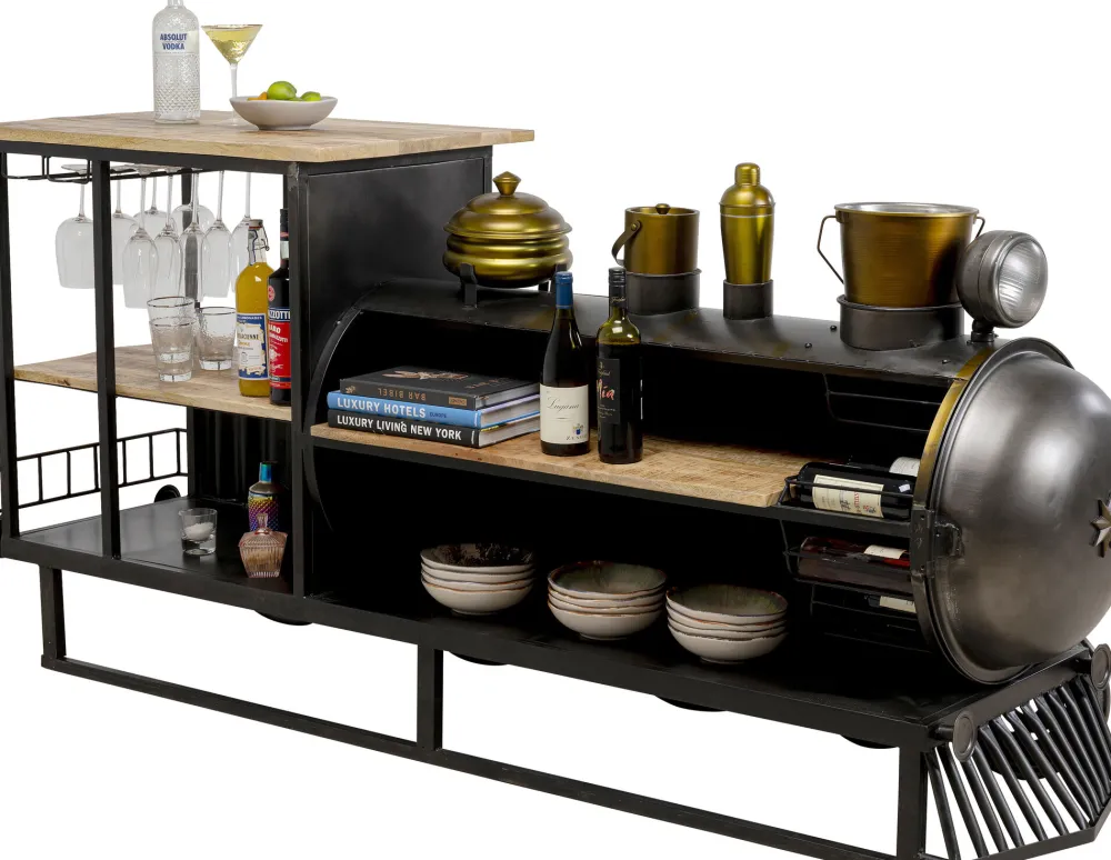 KARE Design Baarit*Bar Steamlock Baari Veturi, Teräs, Mangopuu 225cm
