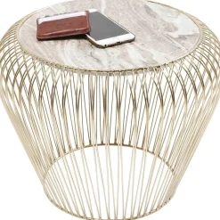 KARE Design Sohvapöydät|Olohuone*Beam Sivupöytä - Harmaa, Marmori, Messinki Ø43cm