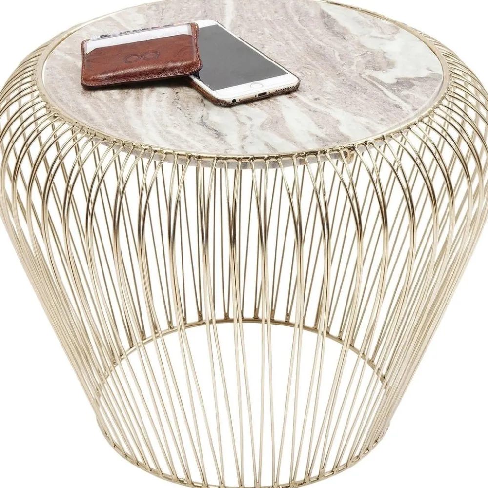 KARE Design Sohvapöydät|Olohuone*Beam Sivupöytä - Harmaa, Marmori, Messinki Ø43cm