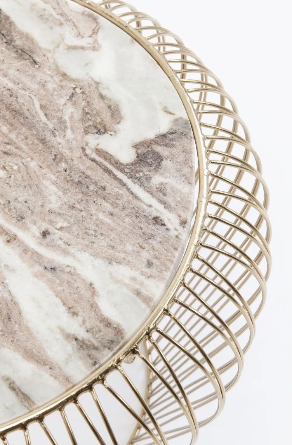 KARE Design Sohvapöydät|Olohuone*Beam Sivupöytä - Harmaa, Marmori, Messinki Ø43cm