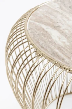 KARE Design Sohvapöydät|Olohuone*Beam Sivupöytä - Harmaa, Marmori, Messinki Ø43cm