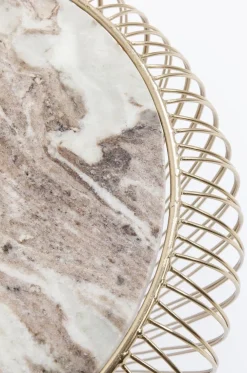 KARE Design Sohvapöydät|Olohuone*Beam Sivupöytä - Harmaa, Marmori, Messinki Ø43cm