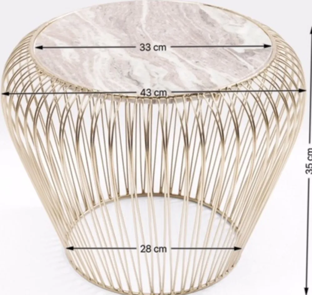 KARE Design Sohvapöydät|Olohuone*Beam Sivupöytä - Harmaa, Marmori, Messinki Ø43cm