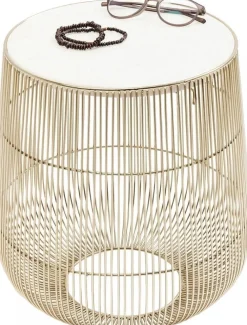 KARE Design Sohvapöydät|Olohuone*Beam Sivupöytä - Valkoinen, Marmori, Messinki Ø32cm