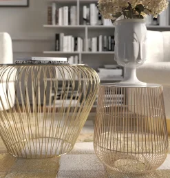 KARE Design Sohvapöydät|Olohuone*Beam Sivupöytä - Valkoinen, Marmori, Messinki Ø32cm