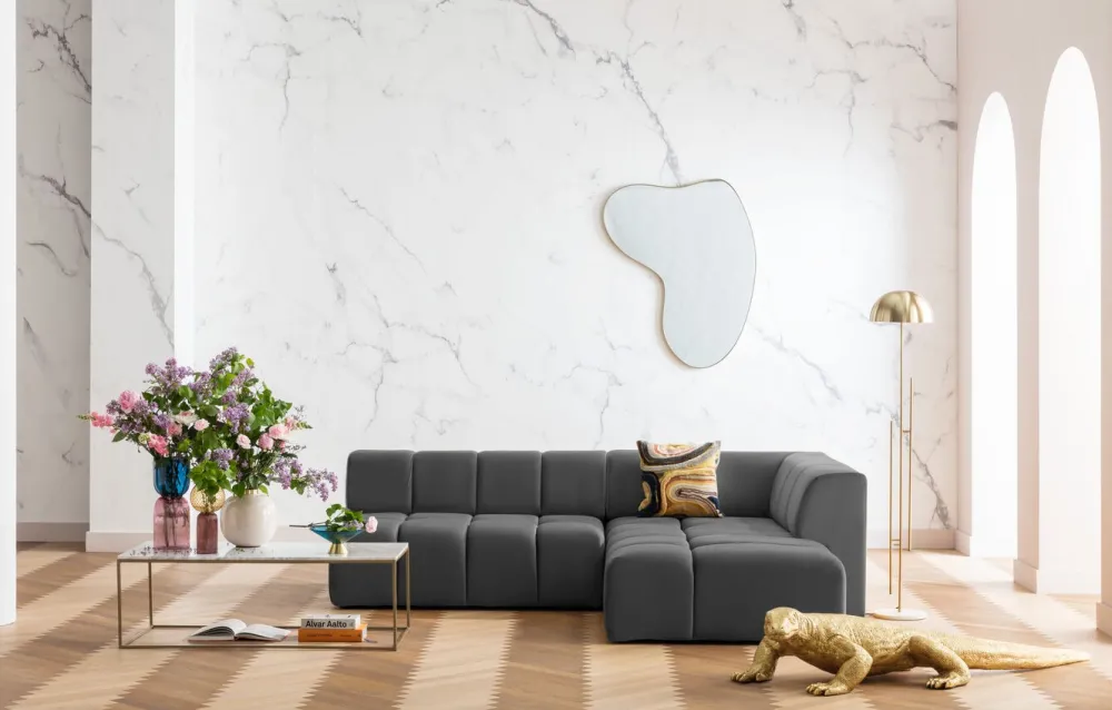 KARE Design Kulmasohvat*Belami Velvet Kulmasohva - Samettia, Harmaa, Oikea