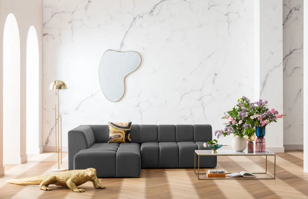 KARE Design Kulmasohvat*Belami Velvet Kulmasohva -samettia, Harmaa, Vasen