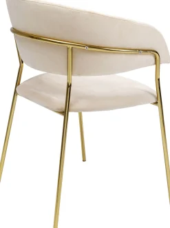 KARE Design Tuolit*Belle Tuoli Käsinojilla - Sametti, Kermanvärinen (2/Setti)