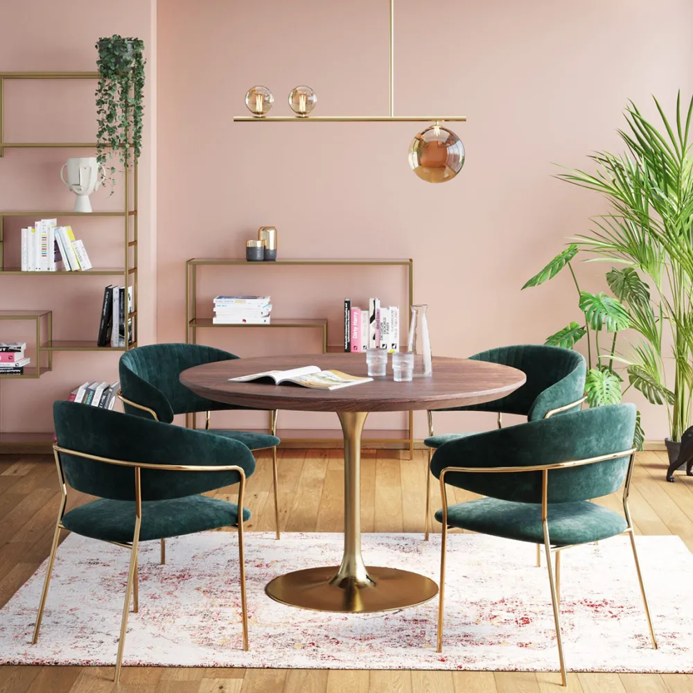 KARE Design Tuolit*Belle Tuoli Käsinojilla - Sametti, Vihreä (2/Setti)