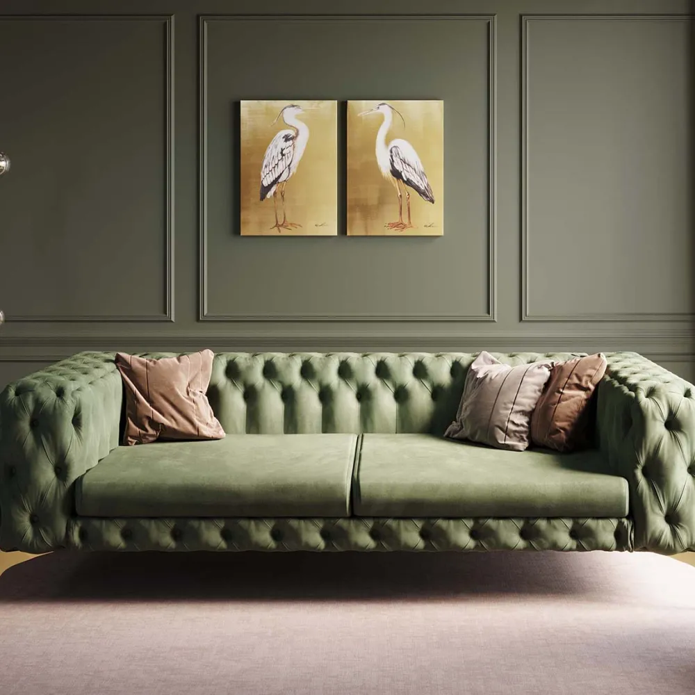 KARE Design Sohvat*Bellissima Sohva 3-istuttava - Sametti, Vihreä 240cm