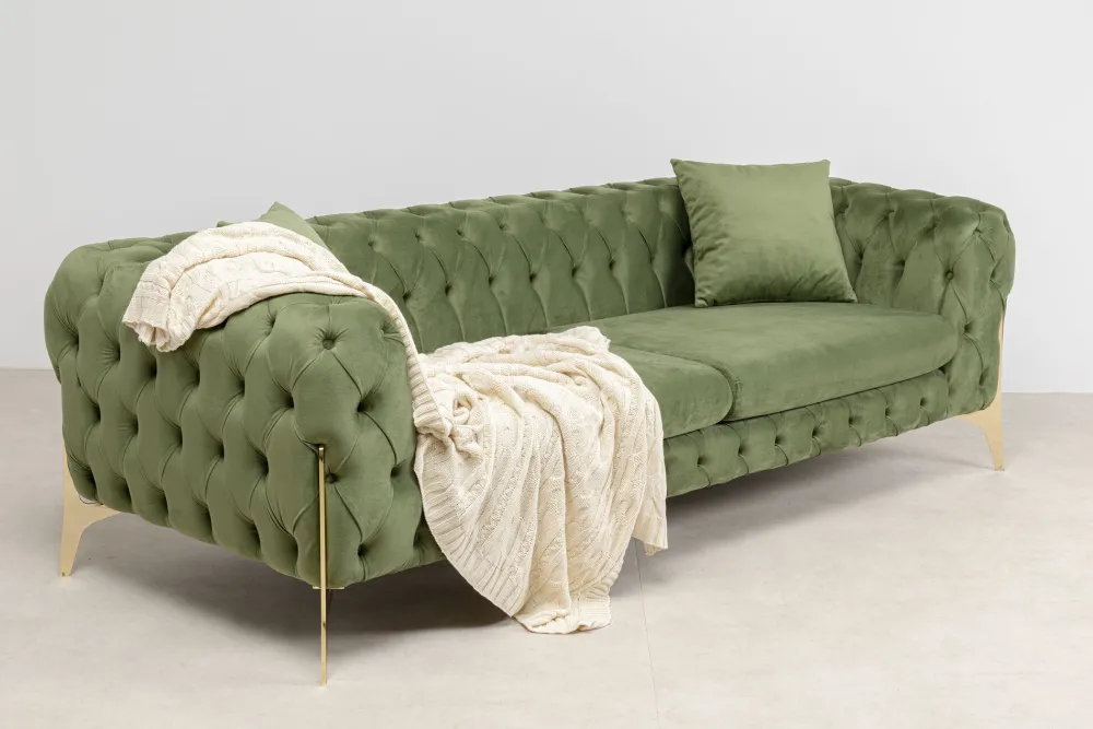 KARE Design Sohvat*Bellissima Sohva 3-istuttava - Sametti, Vihreä 240cm