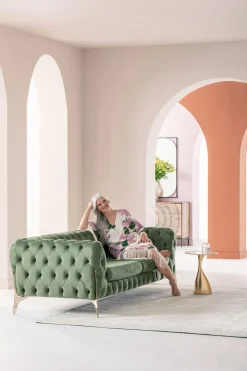 KARE Design Sohvat*Bellissima Sohva 3-istuttava - Sametti, Vihreä 240cm