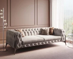 KARE Design Sohvat*Bellissima Sohva 3-istuttava - Sametti, Beige 240cm