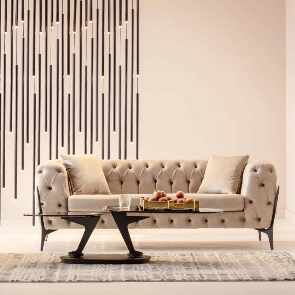 KARE Design Sohvat*Bellissima Sohva 2-istuttava - Sametti, Beige 200cm