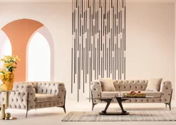 KARE Design Sohvat*Bellissima Sohva 2-istuttava - Sametti, Beige 200cm