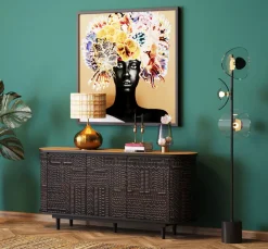 KARE Design Lipastot*Berber Senkki, Mangopuuta, Musta 160x75cm