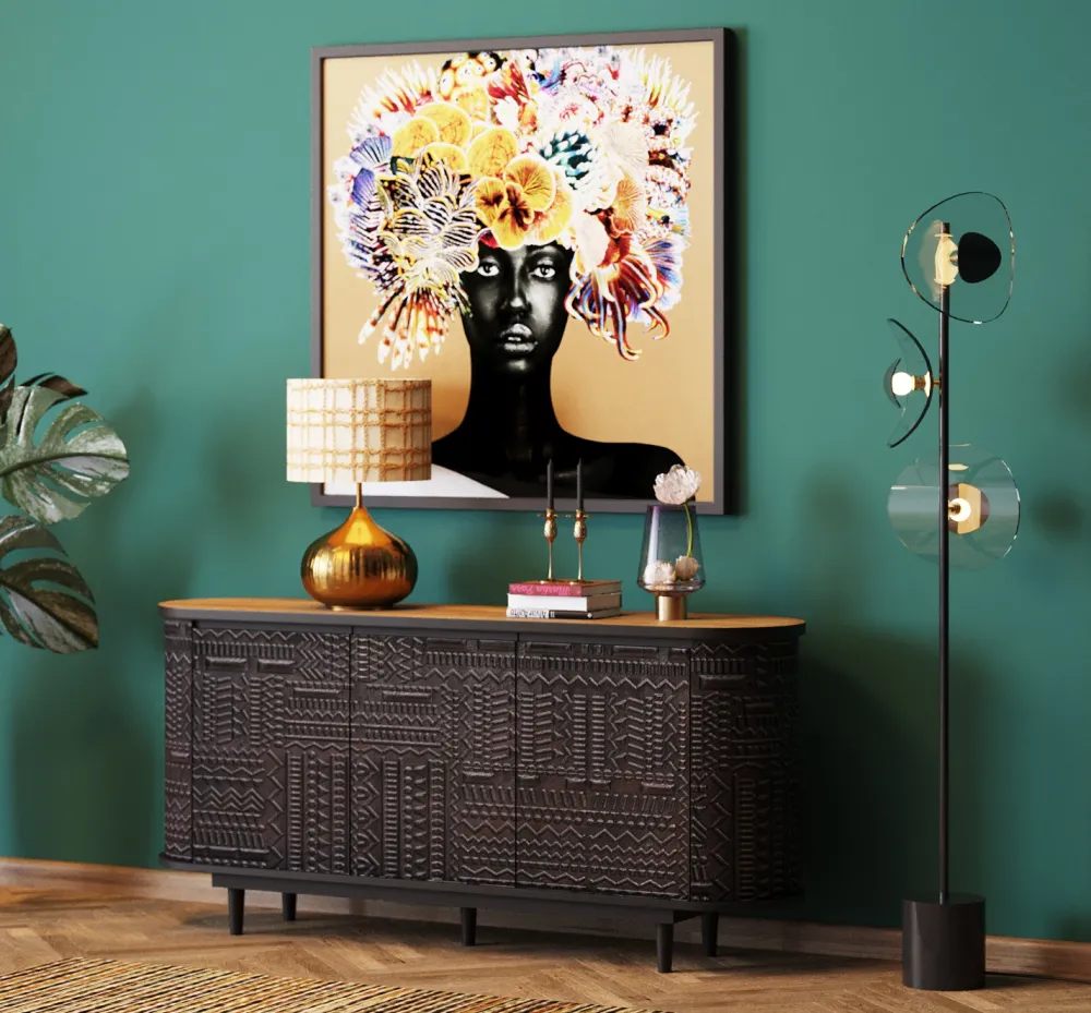 KARE Design Lipastot*Berber Senkki, Mangopuuta, Musta 160x75cm