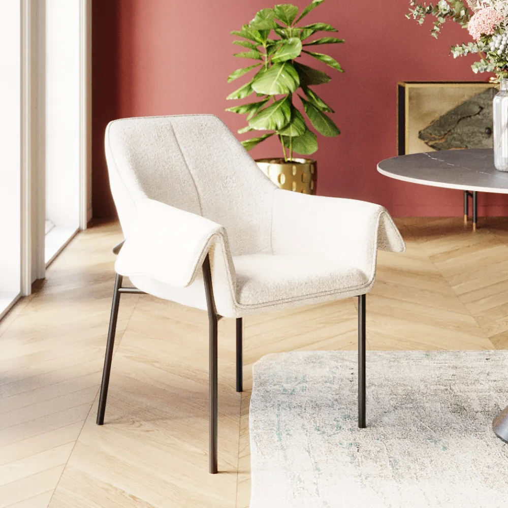 KARE Design Tuolit*Bess Tuoli Käsinojilla, Kermanvärinen