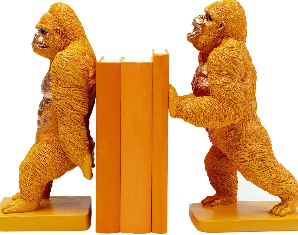 KARE Design Kirjatuet*Bookend Gorilla Orange (2/Set)