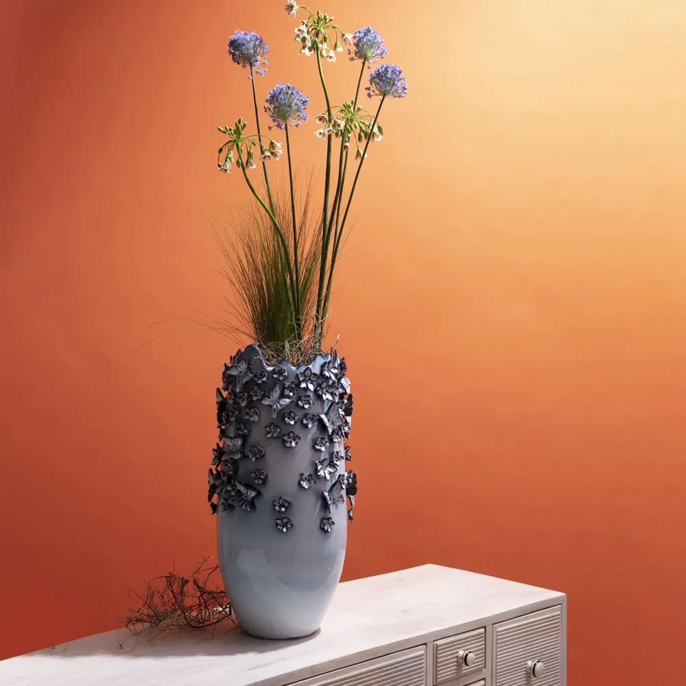 KARE Design Maljakot*Butterflies Perhoset Maljakko, Vaaleansininen 50cm