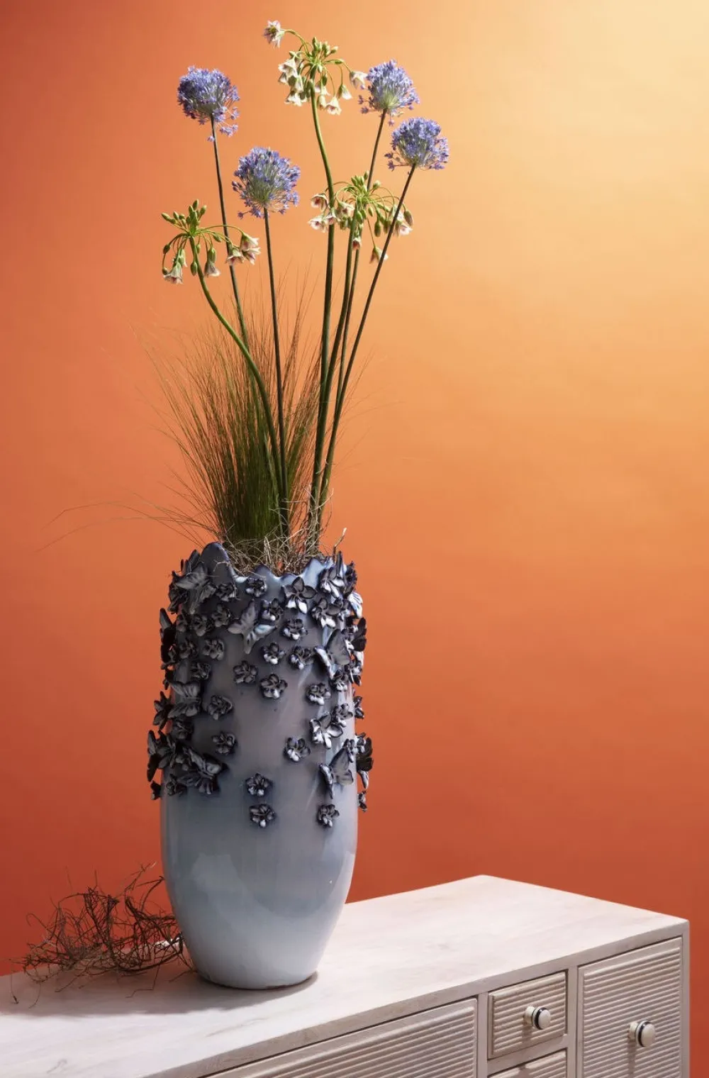 KARE Design Maljakot*Butterflies Perhoset Maljakko, Vaaleansininen 50cm