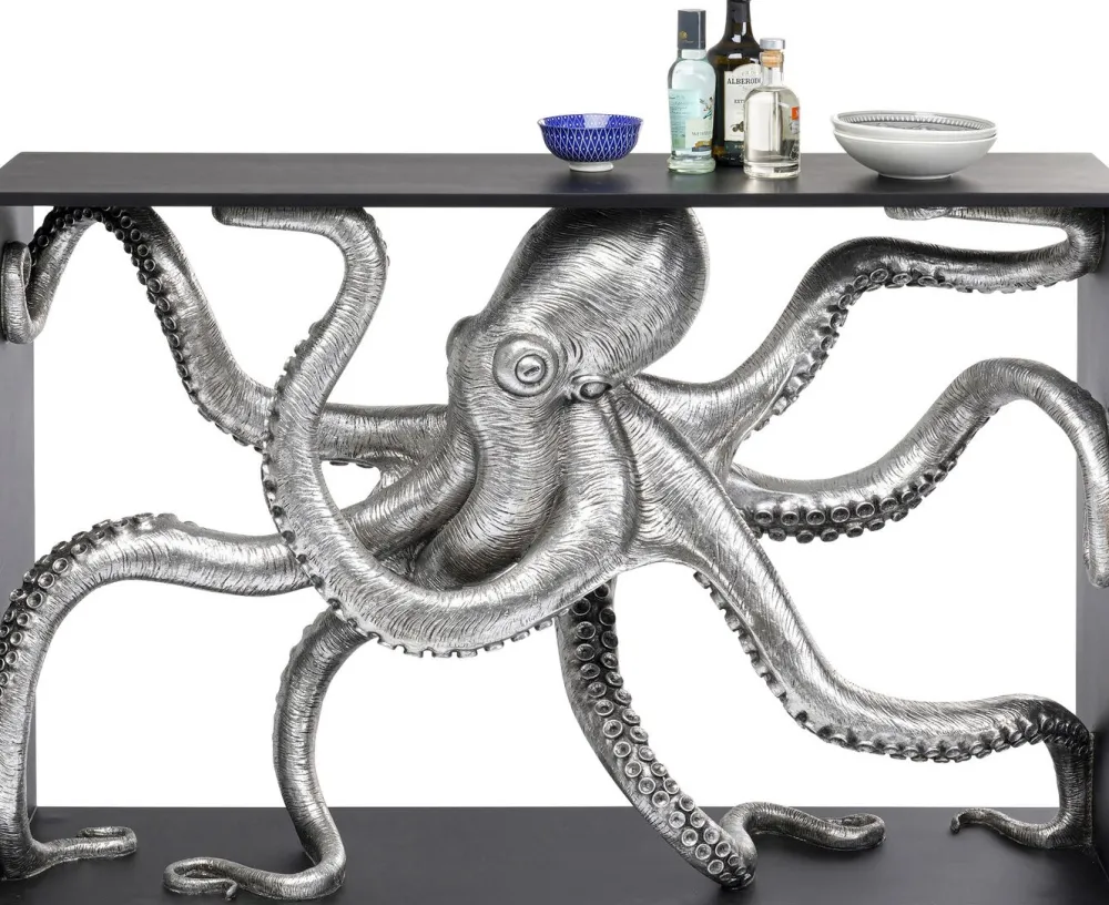 KARE Design Konsolipöydät Ja Sivupöydät*Calmar Mustekala Konsolipöytä, Hopea/musta 124x85cm