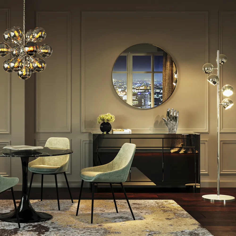 KARE Design Lattiavalaisimet|Olohuone*Calotta Chrome 5-lite Lattiavalaisin