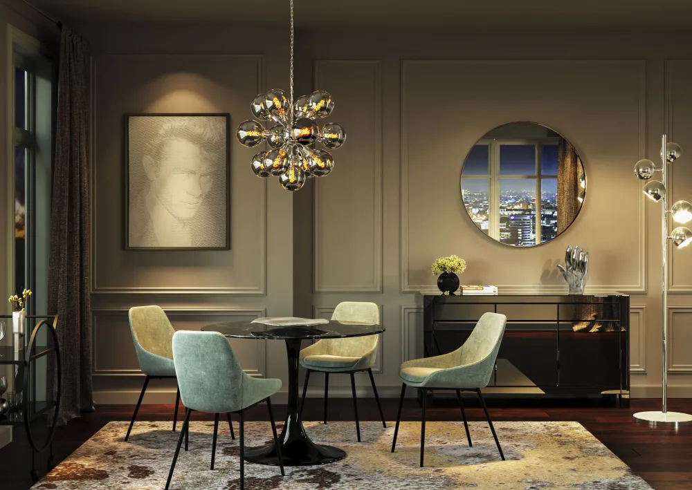 KARE Design Lattiavalaisimet|Olohuone*Calotta Chrome 5-lite Lattiavalaisin