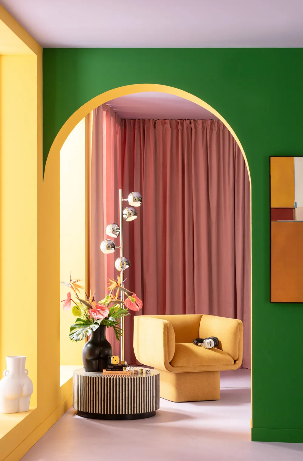 KARE Design Lattiavalaisimet|Olohuone*Calotta Chrome 5-lite Lattiavalaisin