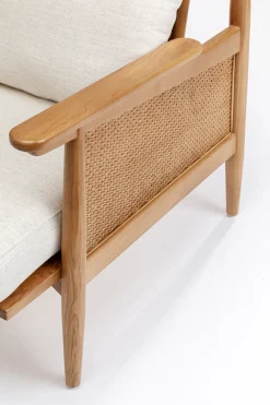 KARE Design Nojatuolit*Cane Tuoli Käsinojilla - Saarni Massiivipuuta, Kangasverhoilu