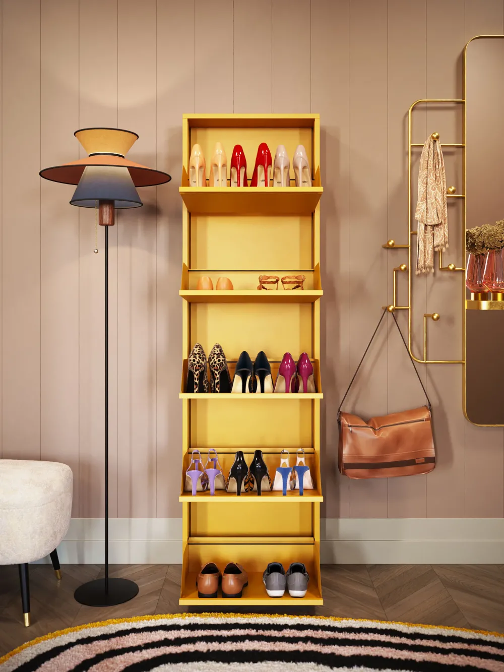 KARE Design Kenkäkaapit*Caruso Kenkäkaappi Keltainen 5 Lokeroa